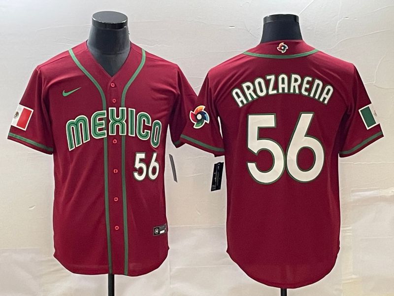 Men 2023 World Cub Mexico #56 Arozarena Red Nike MLB Jersey10->more jerseys->MLB Jersey